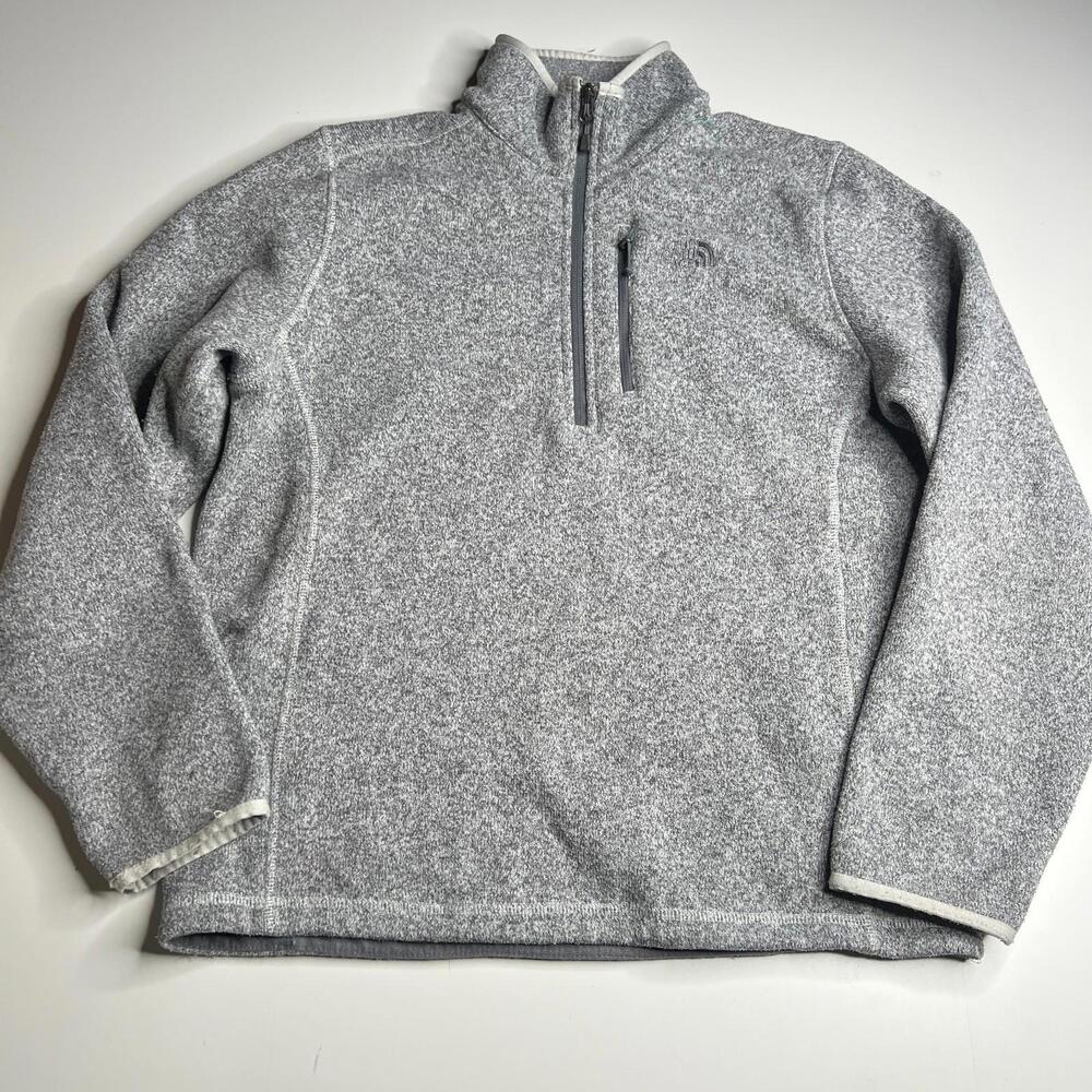 The North Face Mens Fleece Pullover Quarter Zip Gray M Medium Outdoor Jacket